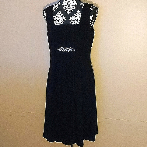 Ladies Ann Taylor LOFT Sleeveless Black Dress w/Front Pleats/ Classy Sz 10 - Picture 2 of 10